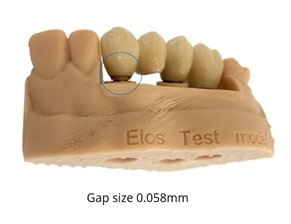 Tolerance 2 gap size 0.058 mm